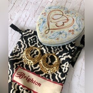 Brighton Gold Filagree Dangle Hoop Earrings